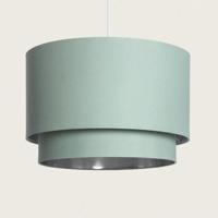Hanglamp dubbele stoffen kap E27 fitting &apos;Royce&apos;-Groen