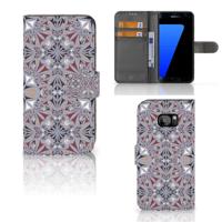 Samsung Galaxy S7 Edge | Bookcase | Flower Tiles Samsung Galaxy S7 Edge | Bookcase | Flower Tiles