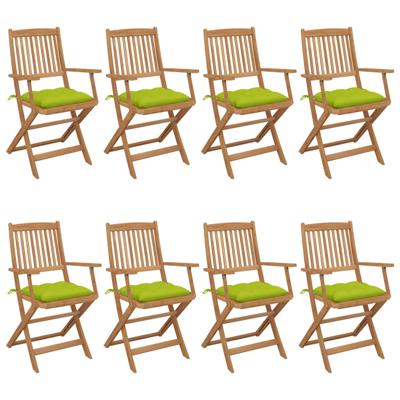 Tuinstoelen 8 st inklapbaar met kussens massief acaciahout