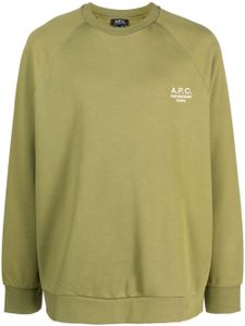 A.P.C. sweat en coton à logo brodé - Vert