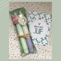 Juf cadeau - FLAM kaarsen set van 2 stuks #02