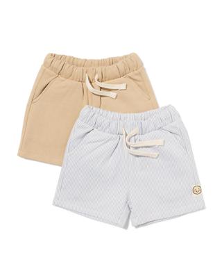 HEMA Babyshorts comfort fit sweatstof strepen - 2 stuks blauw (blauw)