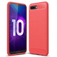 Geborsteld textuur Carbon Fiber schokbestendig TPU Case voor Huawei Honor 10 (rood)