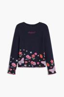 Lange mouwen T-shirt met bloemenlogo - BLUE - 5/6