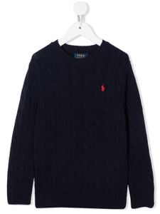 POLO RALPH LAUREN KIDS pull en maille torsadée à logo brodé - Bleu