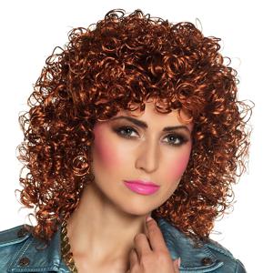 Verkleedpruik voor dames - bruin - Jaren 80/90/Western/fantasy - Carnaval - lang haar - Lizzy