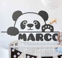 Stickers kinderkamer Aangepaste naam baby panda - thumbnail