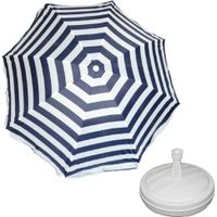 Parasol - blauw/wit - D180 cm - incl. draagtas - parasolvoet - 42 cm - thumbnail