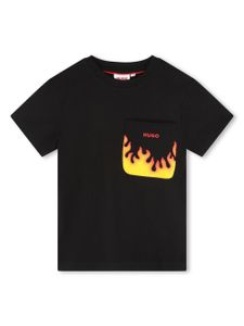 HUGO KIDS t-shirt en coton à imprimé flammes - Noir