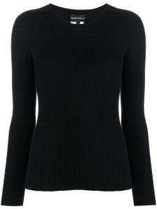 Emporio Armani pull sans coutures à design nervuré - Noir