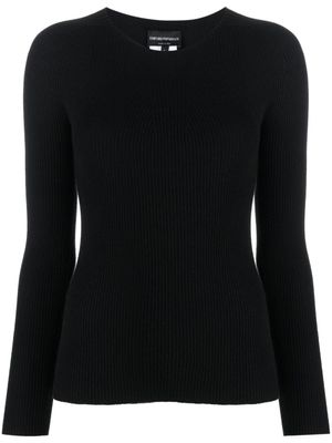 Emporio Armani pull sans coutures à design nervuré - Noir