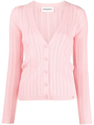 Sonia Rykiel cardigan à plaque logo - Rose