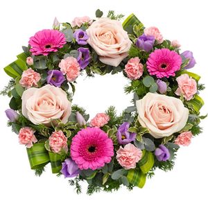 Rouwkrans Ajour roze lila