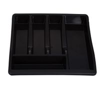 Bestekbak/keuken organizer - 5-vaks - Zwart - 39 x 39 x 6 cm - thumbnail