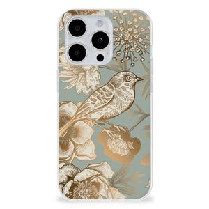 TPU Case voor iPhone 15 Pro Vintage Bird Flowers