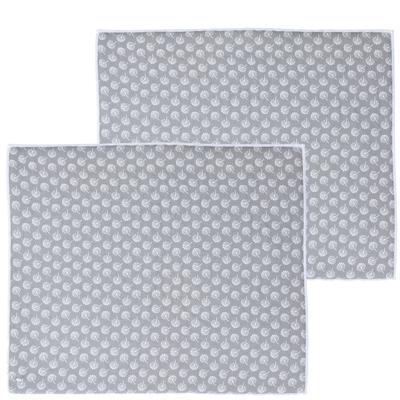 Afwas afdruipmat keuken - 2x - absorberend - microvezel - grijs bloem - 40 x 48 cm