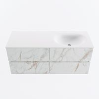 MONDIAZ VICA 120cm badmeubel onderkast Carrara 4 lades. Wastafel MOON rechts zonder kraangat, kleur Talc. - thumbnail