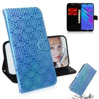 Voor Huawei Y6 2019 effen kleur kleurrijke magnetische Buckle horizontale Flip PU lederen draagtas met houder & kaartsleuven & portemonnee & Lanyard (