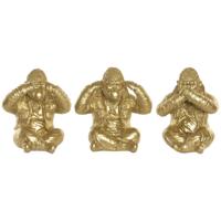 Decoratieve figuren Home ESPRIT Gouden Gorilla (3 Stuks)