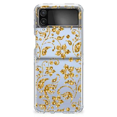 Samsung Galaxy Z Flip 4 | TPU Case | Gouden Bloemen