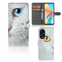 OPPO A98 5G | Telefoonhoesje | Met pasjeshouder | Witte Kat OPPO A98 5G | Telefoonhoesje | Met pasjeshouder | Witte Kat