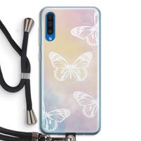 White butterfly: Samsung Galaxy A50 Transparant Hoesje met koord