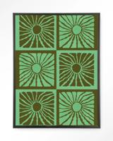 Urban Cotton Wandkleed 'Suns In Green' 80 x 110cm in Floating Frame - black