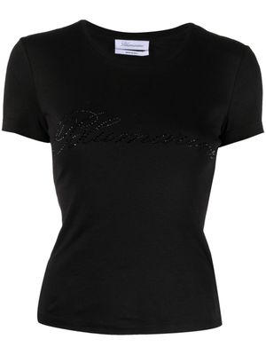 Blumarine t-shirt en coton à logo strassé - Noir