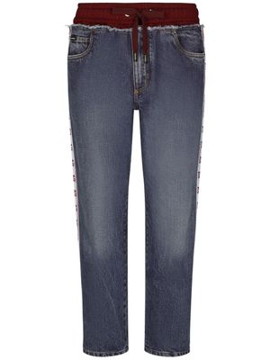 Dolce & Gabbana jean à taille à lien de resserrage - Bleu