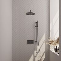 Brauer Gunmetal Edition thermostatische inbouw regendouche met staafhanddouche, gebogen muurarm, glijstang en hoofddouche 30cm set 64 gunmetal geborsteld PVD - thumbnail