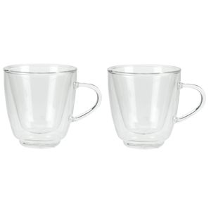 Set van 2x dubbelwandige koffie/espresso glazen 160 ml - transparant