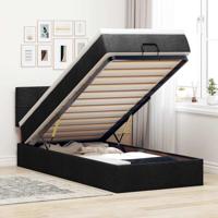 Ottoman bed met matras en LED's 90x200 cm stof zwart