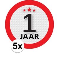 5x 1 Jaar leeftijd stickers rond 9 cm verjaardag versiering   -