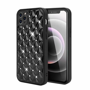 iPhone 8 hoesje - Backcover - Luxe - Diamantpatroon - TPU - Zwart
