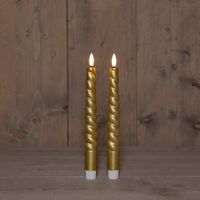 B.O. 2Pcs 3D Wick Gold Swirl Taper Candle 23 cm Rustic Wax - Anna's Collection
