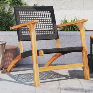 Tuinnstoelen 2 st poly rattan en acaciahout zwart