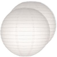 2x Witte bruiloft versiering lampionnen rond 25 cm   - - thumbnail