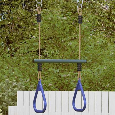 Trapezestang en ringen voor kinderen staal blauw en donkergroen