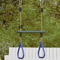 Trapezestang en ringen voor kinderen staal blauw en donkergroen