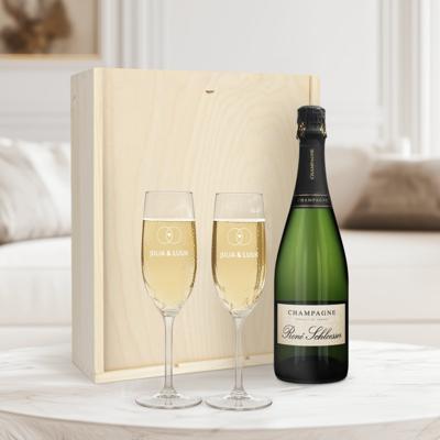 Champagnepakket met gegraveerde glazen - René Schloesser (750ml)