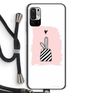 Zwart-wit cactus: Xiaomi Redmi Note 10 5G Transparant Hoesje met koord