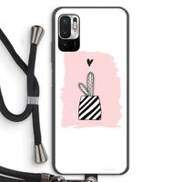 Zwart-wit cactus: Xiaomi Redmi Note 10 5G Transparant Hoesje met koord