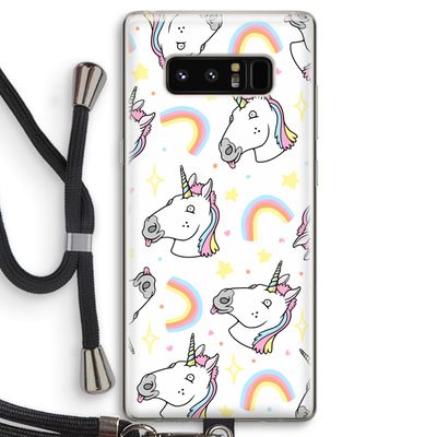 Rainbow Unicorn: Samsung Galaxy Note 8 Transparant Hoesje met koord
