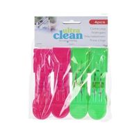 Roze en groene strandlaken knijpers 4 stuks 13cm   - - thumbnail