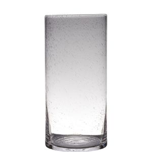 Transparante home-basics cylinder vorm vaas/vazen van bubbel glas 40 x 19 cm