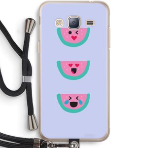 Smiley watermeloen: Samsung Galaxy J3 (2016) Transparant Hoesje met koord