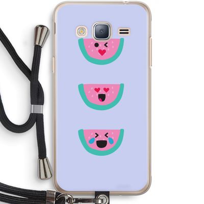 Smiley watermeloen: Samsung Galaxy J3 (2016) Transparant Hoesje met koord