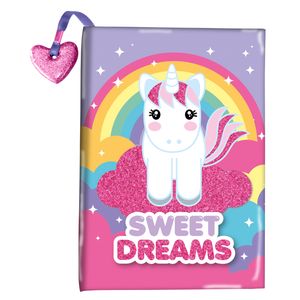 Roze/paars dagboek Sweet Dreams unicorn/eenhoorn met glitter   -