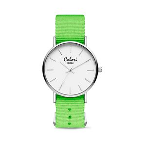 Colori XOXO 5 COL549 Horloge geschenkset met Armband - Nato Band - Ø 36 mm - Groen / Zilverkleurig