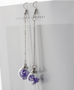 Paarse Gedroogde Bloemen Hanger Oorbellen - Sieraden - Spiritueelboek.nl